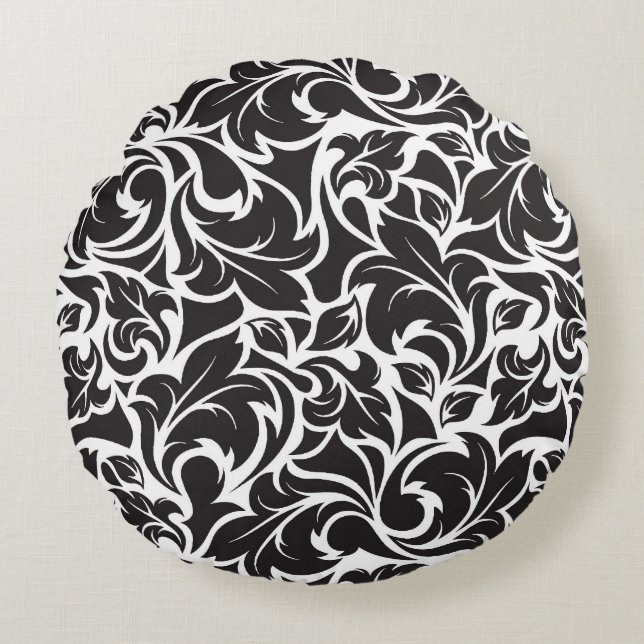 Kissen schwarz/weiß Blume (Vorderseite)