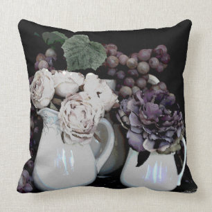 Kissen - Tapisserie, Trauben und Blume