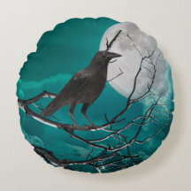 Kissen werfen, der Rabe in Grün