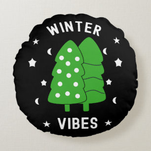 Kissenbezug Winter Vibes Zwei Bäume Rundes Kissen