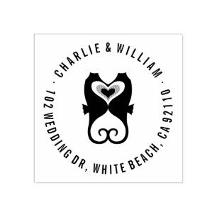 Kissende Seepferde Liebe Beach Hochzeitkautschuk B Gummistempel