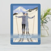 kissende Skifahrer - Winter Ankündigung Datum frei (Stehend Vorderseite)