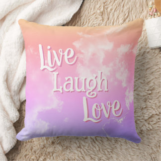 Kissenhülle Live Laugh Love | Rosa lila Wolken Kissen