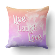 Kissenhülle Live Laugh Love | Rosa lila Wolken