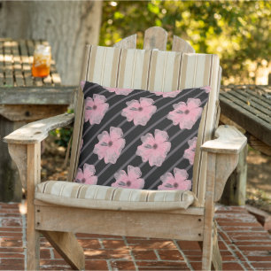 Kissenhülle mit rosa Blumen und Streifen Kissen