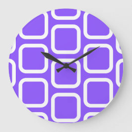 Kissenhülle mit weißen und violetten Quadraten Große Wanduhr