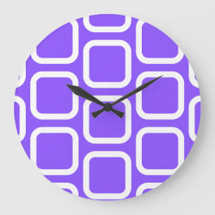 Kissenhülle mit weißen und violetten Quadraten Große Wanduhr