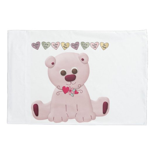 Kissenkoffer Weißrosa Teddybär Liebe Kissenbezug (Rückseite)