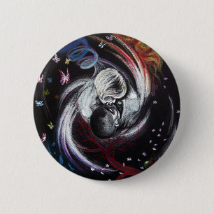 Kissenpaar Yin Yang Liebe Surreal zeichnend Kunst Button