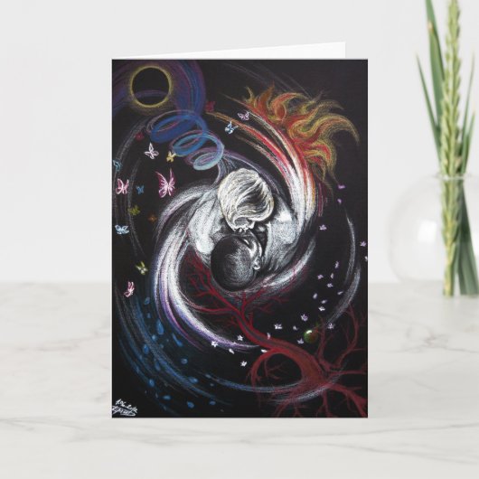 Kissenpaar Yin Yang Liebe Surreal zeichnend Kunst Karte (Vorderseite)
