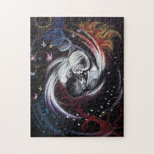 Kissenpaar Yin Yang Liebe Surreal zeichnend Kunst Puzzle (Vertikal)