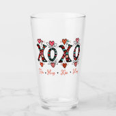 Kisses and Hugs doodle art Valentine Glas (Vorderseite)