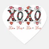 Kisses and Hugs doodle art Valentine Herz-Aufkleber (Vorderseite)