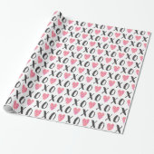 Kisses and Hugs Watercolor Pink Hearts Pattern Geschenkpapier (Ungerollt)