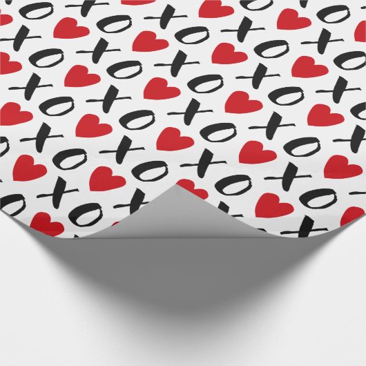 Kisses and Hugs with Red Hearts Pattern Geschenkpapier (Ecke)