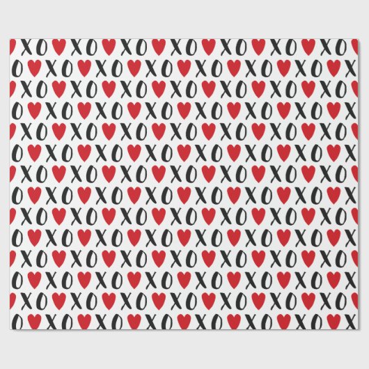 Kisses and Hugs with Red Hearts Pattern Geschenkpapier (Flach)