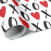 Kisses and Hugs with Red Hearts Pattern Geschenkpapier (Rolleneckpunkt)