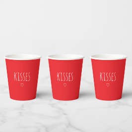 'Kisses' Bold Romantic Red White Valentine's Day Pappbecher