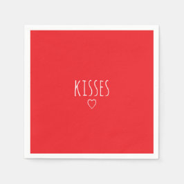 'Kisses' Bold Romantic Red White Valentine's Day Serviette