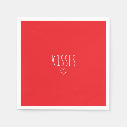 'Kisses' Bold Romantic Red White Valentine's Day Serviette (Vorderseite)