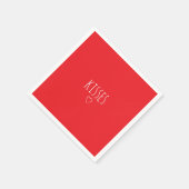 'Kisses' Bold Romantic Red White Valentine's Day Serviette (Ecke)