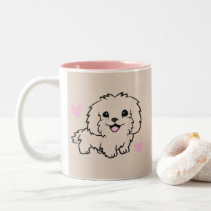 Kisses Coffee Bliss Dog Lover Pet-Themed Design Zweifarbige Tasse