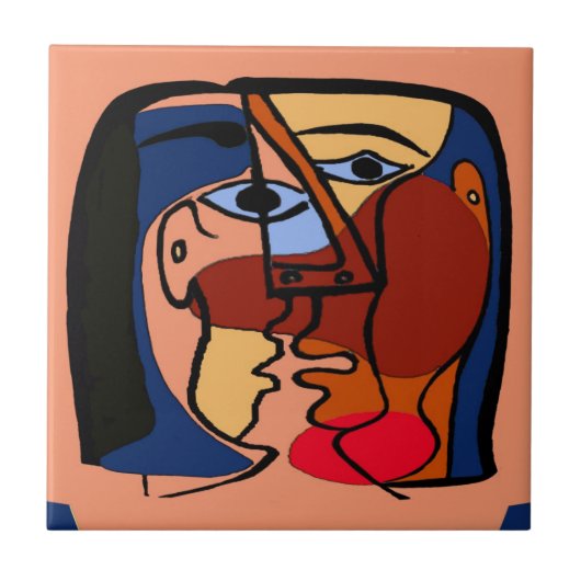 Kisses Cubism Abstrakt Fliese (Vorderseite)