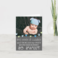 Kisses & Cuddles Muttertagfoto-Karte / Grau