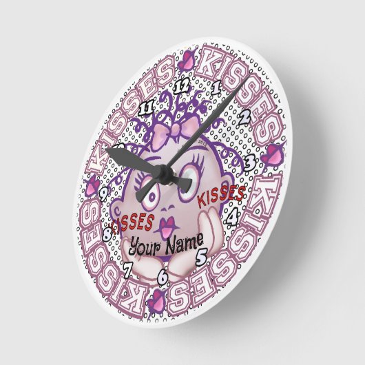 Kisses Face Runde Wanduhr (Winkel)