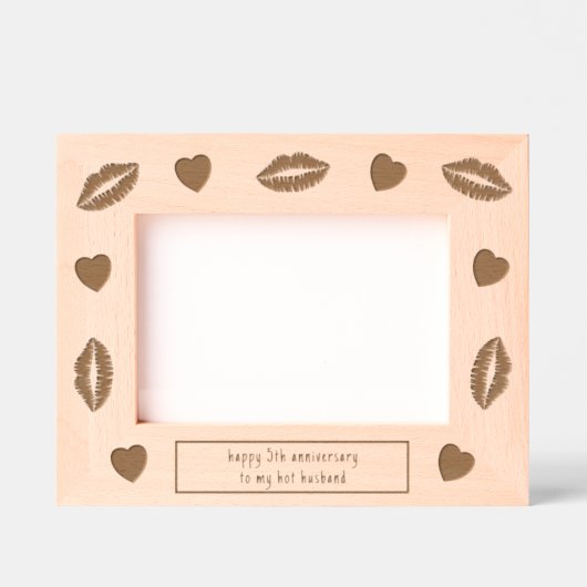 Kisses for Husband 5. Wedding Anniversary Geschenk Geätzte Rahmen (Vorderseite)