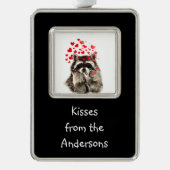 Kisses from Individuelle Name Fun Raccoon Rahmen-Ornament Silber (Vorderseite)