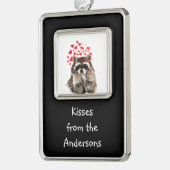 Kisses from Individuelle Name Fun Raccoon Rahmen-Ornament Silber (Links)