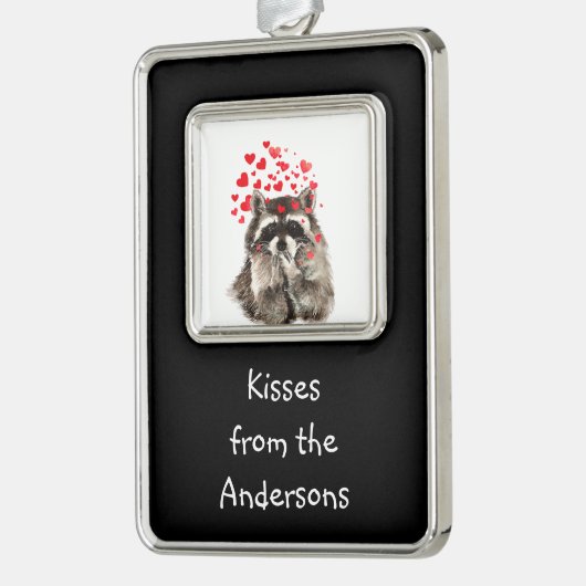 Kisses from Individuelle Name Fun Raccoon Rahmen-Ornament Silber (Links)