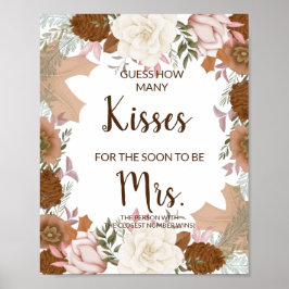 Kisses für bald Mrs. Boho Autumn Shower Game Sign Poster