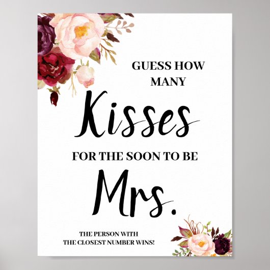 Kisses für bald Mrs. Marsala Shower Game Sign Poster (Vorne)