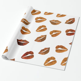 Kisses Gold Lips Wrapping Paper Geschenkpapier