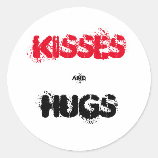 Kisses & Hugs Runder Aufkleber