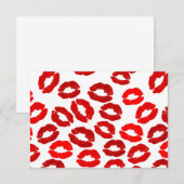kisses lips lipstick print valentines day pattern einladung (Vorne/Hinten)