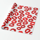 kisses lips lipstick print valentines day pattern geschenkpapier (Ungerollt)
