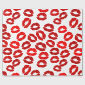kisses lips lipstick print valentines day pattern geschenkpapier (Flach)