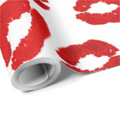 kisses lips lipstick print valentines day pattern geschenkpapier (Rolleneckpunkt)