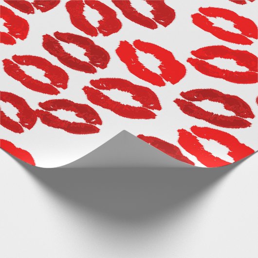 kisses lips lipstick print valentines day pattern geschenkpapier (Ecke)