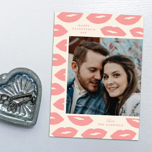 Kisses Modern Flat Valentine's Day Card - Rosa Feiertagskarte