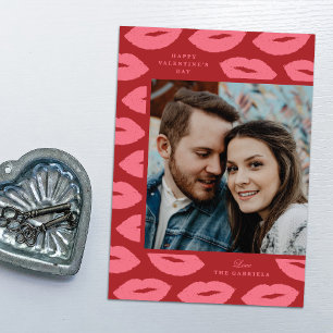 Kisses Modern Flat Valentine's Day Card - Rot Feiertagskarte