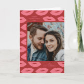 Kisses Modern Valentine's Day Foto Card - Rot Dankeskarte (Vorderseite)