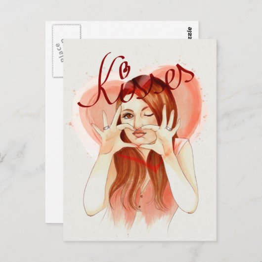 Kisses Postcard Postkarte (Vorne/Hinten)