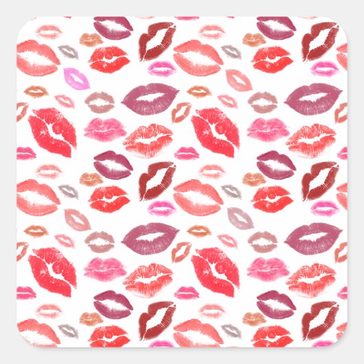 Kisses Quadratischer Aufkleber (Vorderseite)
