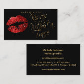 Kisses - Roter Glitzer und Elegantes Gold Visitenkarte (Vorne/Hinten)