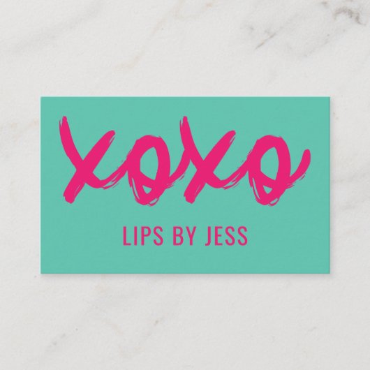 Kisses XOXO Rosa und Minze | Lipsense Visitenkarte (Vorderseite)