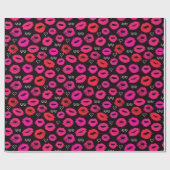 Kisses XOXO Rotes und rosa Wrapping Paper Geschenkpapier (Flach)